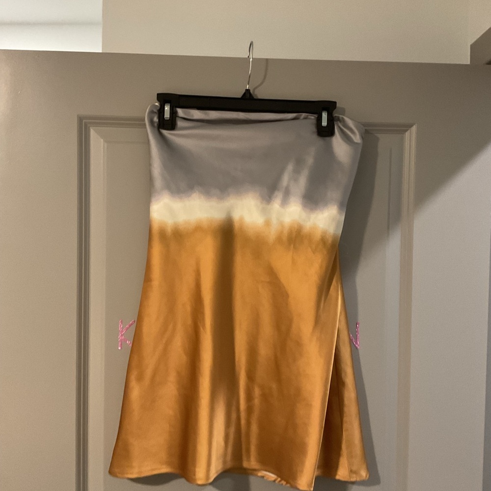 Forever 21 Strapless Gold and Gray Dress